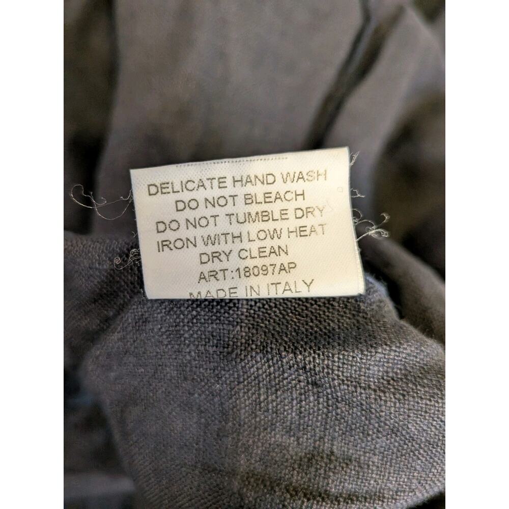 Bellambra Navy Linen Dress Size 1X Made In Italy Crochet Trim Short Sleeve - Picture 8 of 10